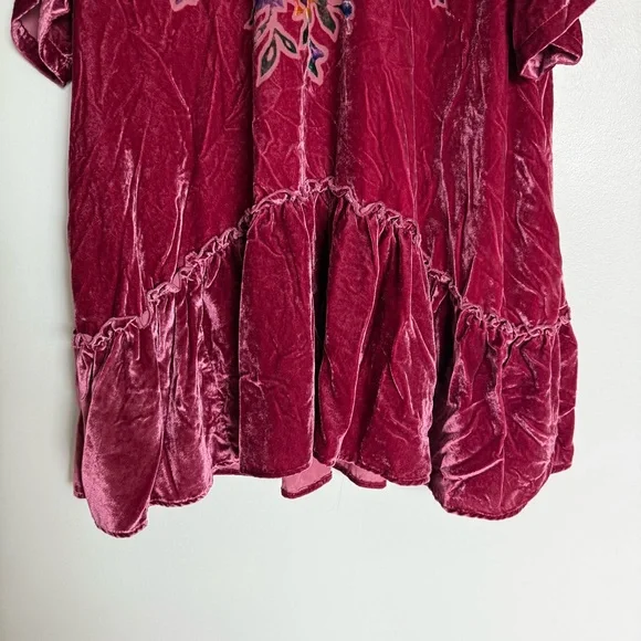 Free People Sweet Echoes Red Plum Velvet Mini Dress - Picture 7 of 10
